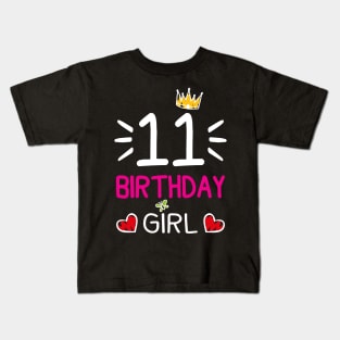 Kids 11th Birthday Girl Crown Princess Kids T-Shirt